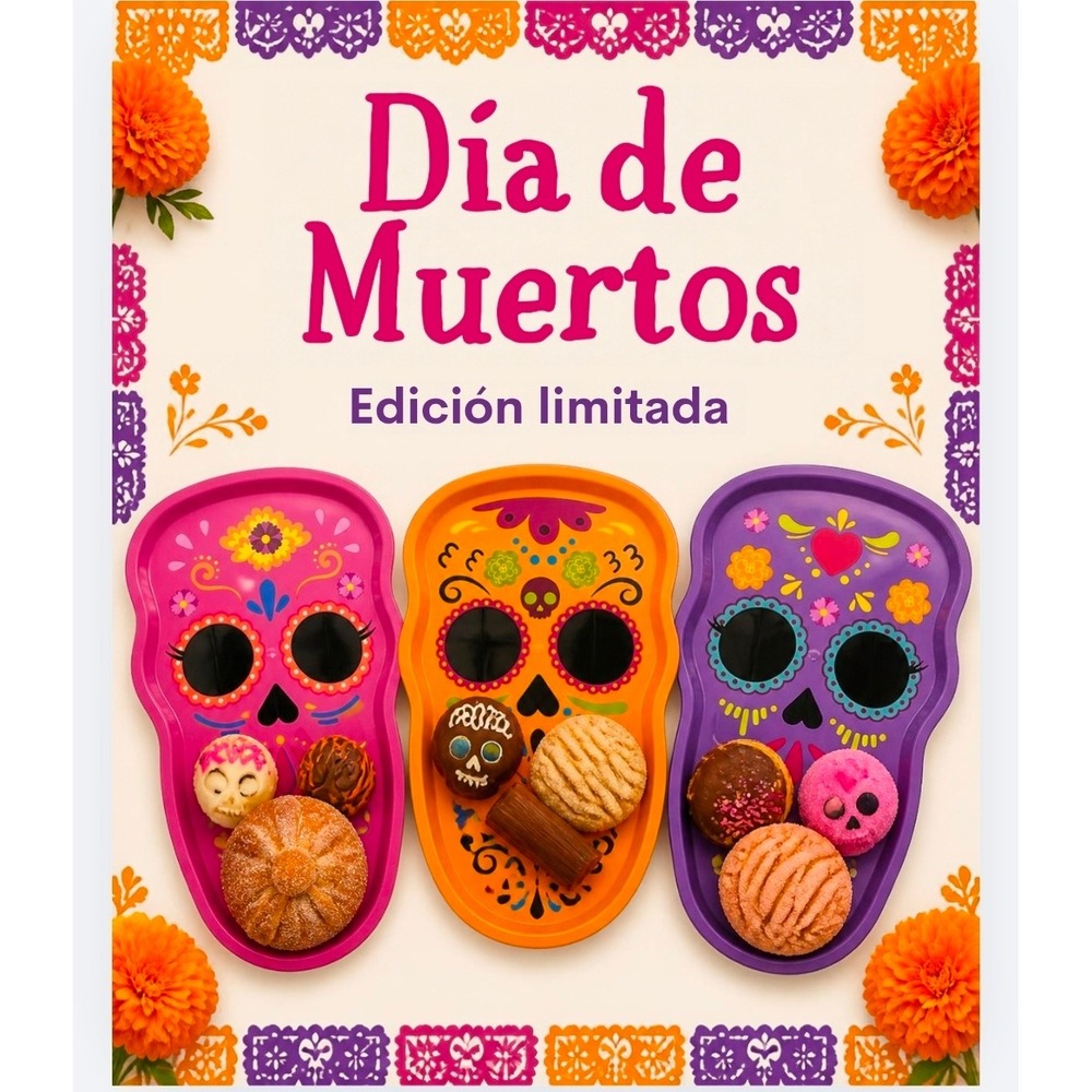 Dia de Muertos Skull Serving Trays Set of 3 Multicolor Calavera Decor
